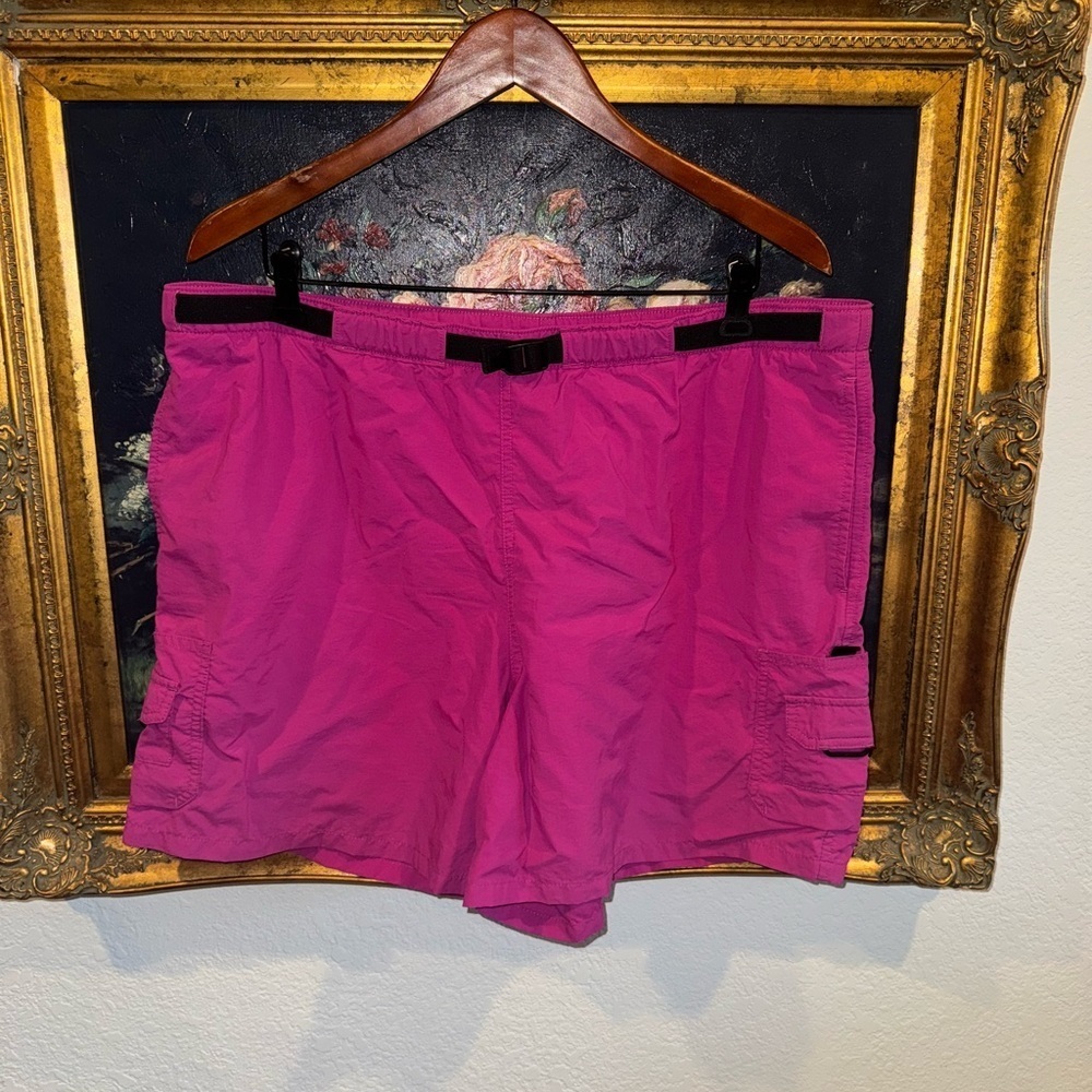 Columbia Women’s Pink Nylon Belted Cargo Hiking Gorpcore Shorts Size XL
